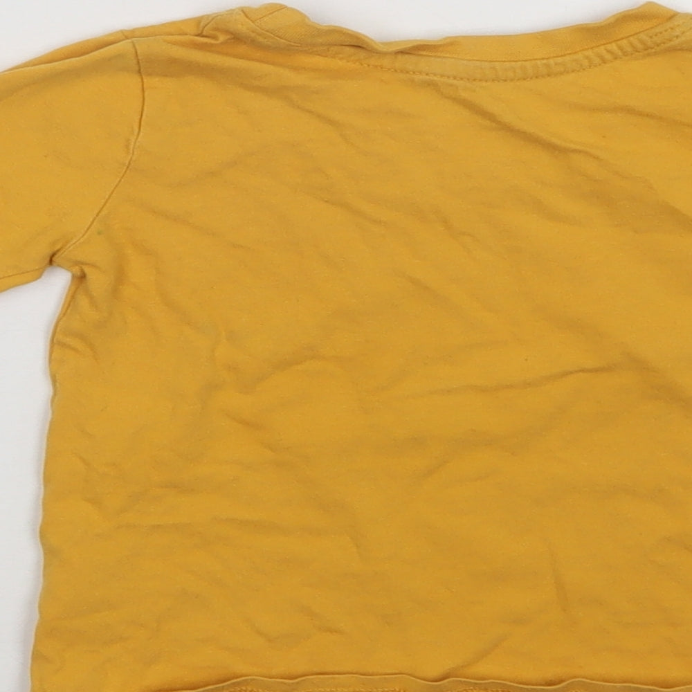 Primark Baby Yellow Cotton Basic T-Shirt Size 12-18 Months Crew Neck
