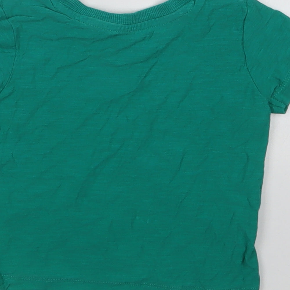 Matalan Baby Green Cotton Basic T-Shirt Size 9-12 Months Crew Neck