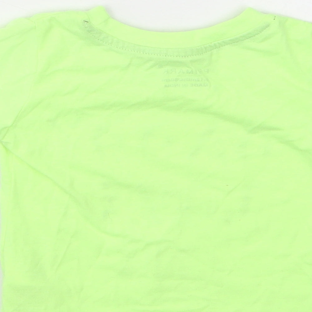 Primarkj Baby Green Polyester Basic T-Shirt Size 9-12 Months Crew Neck