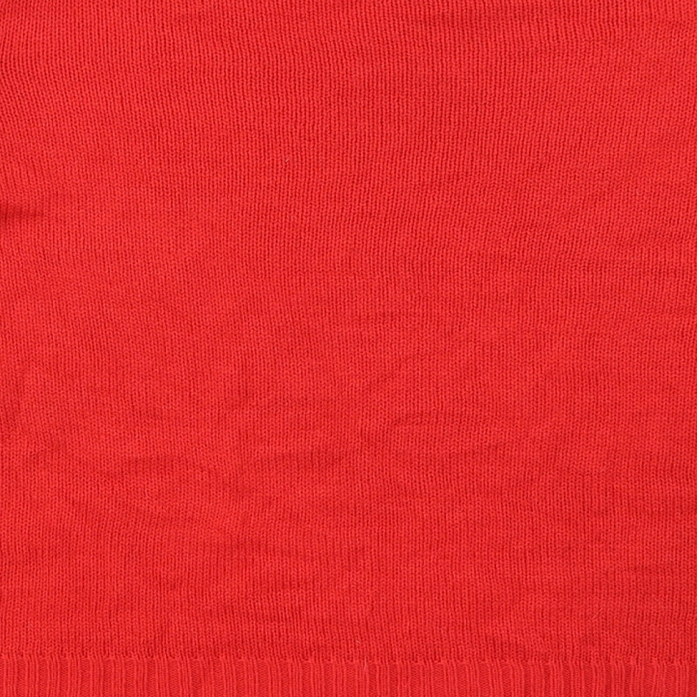 H&M Womens Red Round Neck Acrylic Pullover Jumper Size L