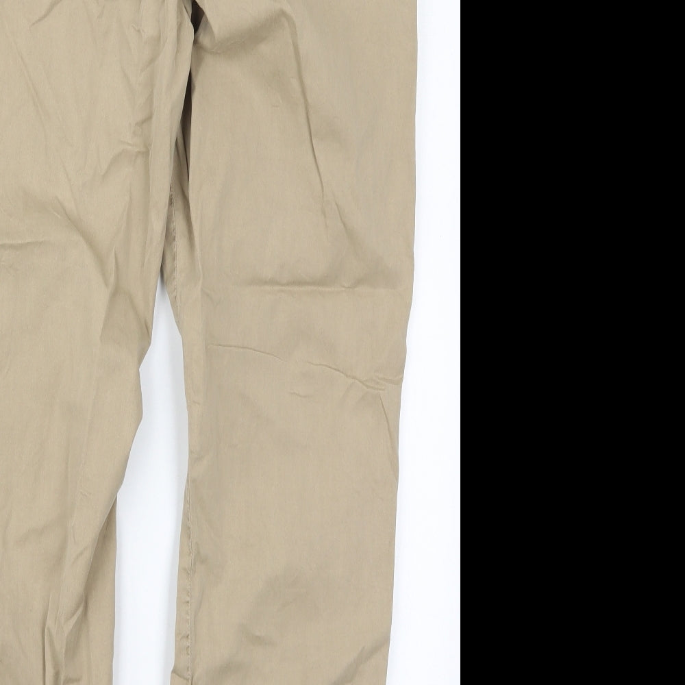 Marks and Spencer Womens Beige Cotton Rain Trousers Trousers Size 14 L28 in Regular Button