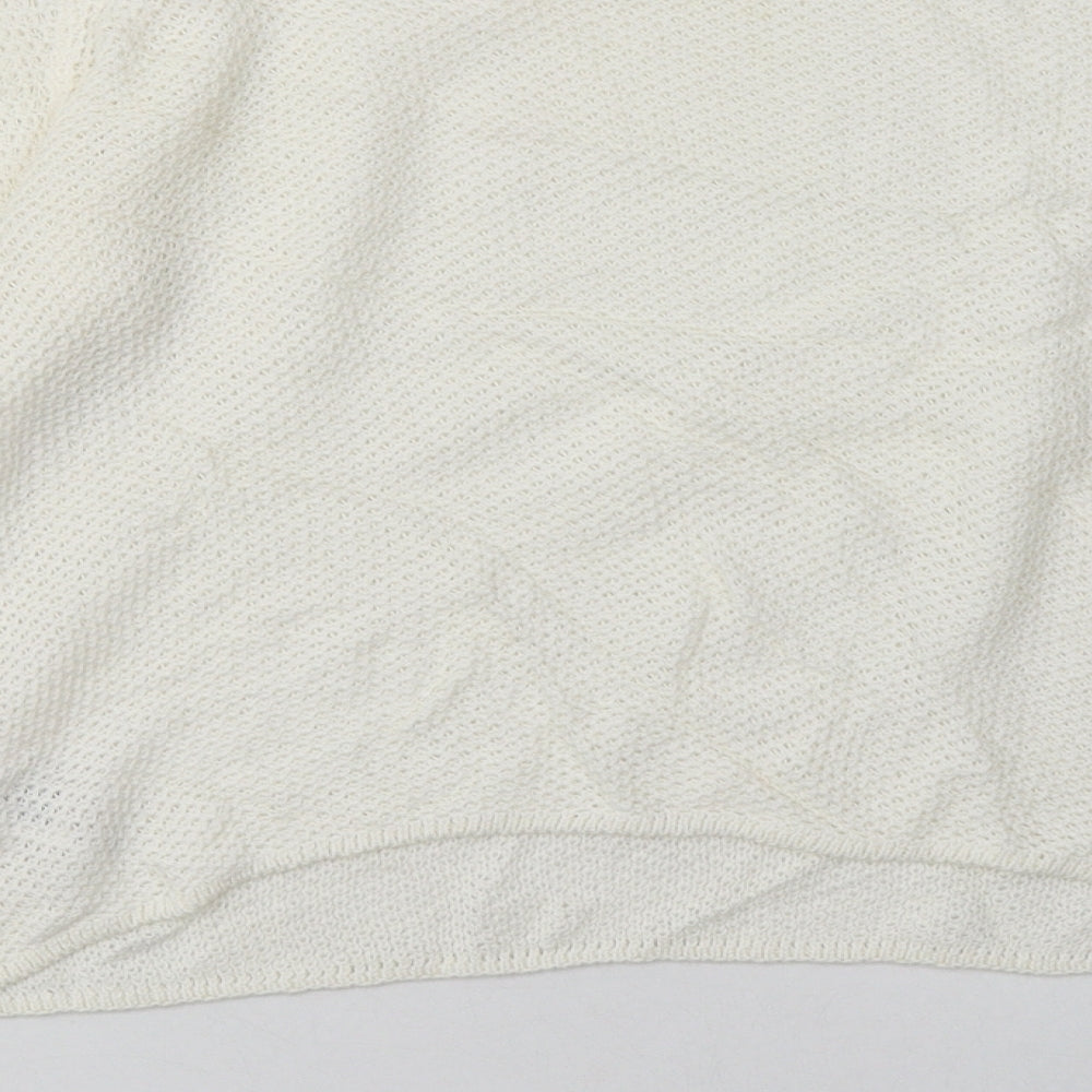amara Womens White Cotton Pullover Sweatshirt Size 12 Pullover