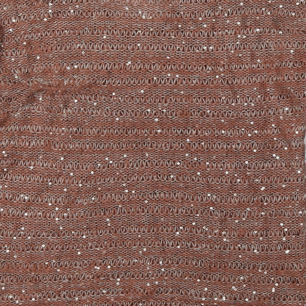 George Womens Pink Acrylic Pullover Sweatshirt Size 8 Pullover - Sequin Detail