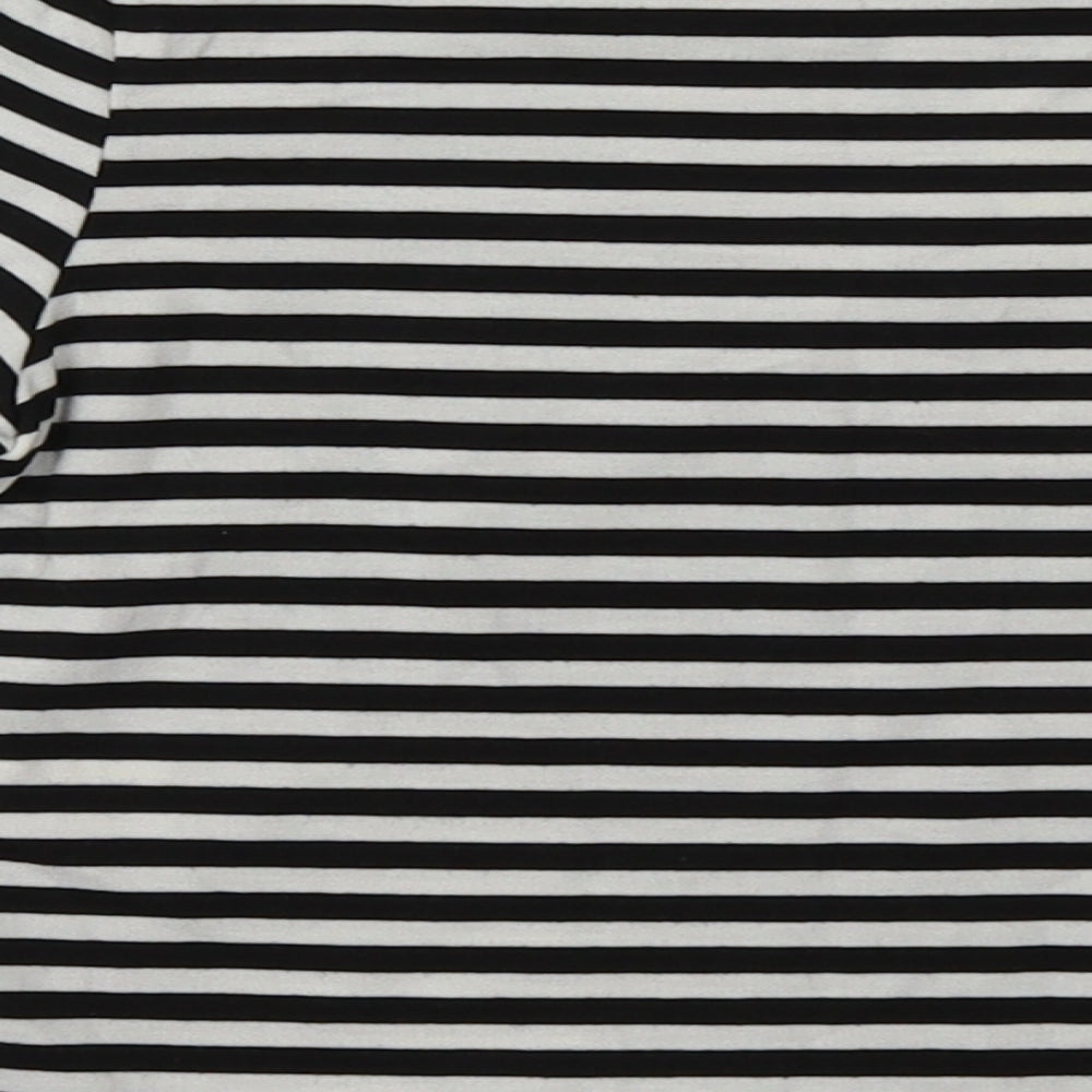Peacocks Girls Black Striped Polyester Basic Casual Size 4-5 Years Crew Neck Pullover