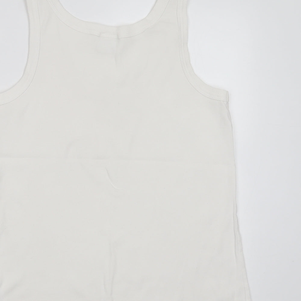 NEXT Womens White Cotton Basic Tank Size 16 Round Neck