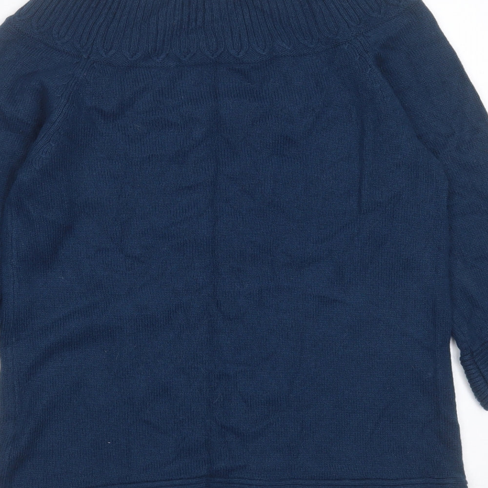 Marks & Spencer Womens Blue Round Neck Cotton Pullover Jumper Size 10