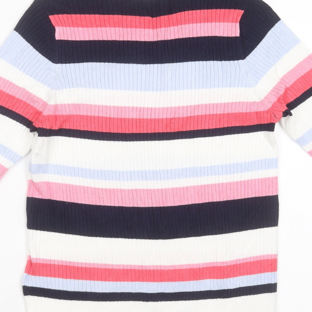 Marks & Spencer Womens Multicoloured Round Neck Striped Viscose Pullover Jumper Size 16