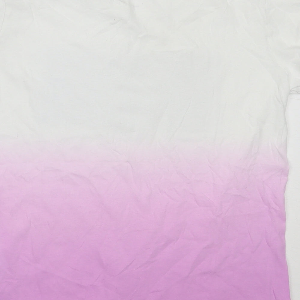 Gap Girls White Cotton Basic T-Shirt Size L Round Neck