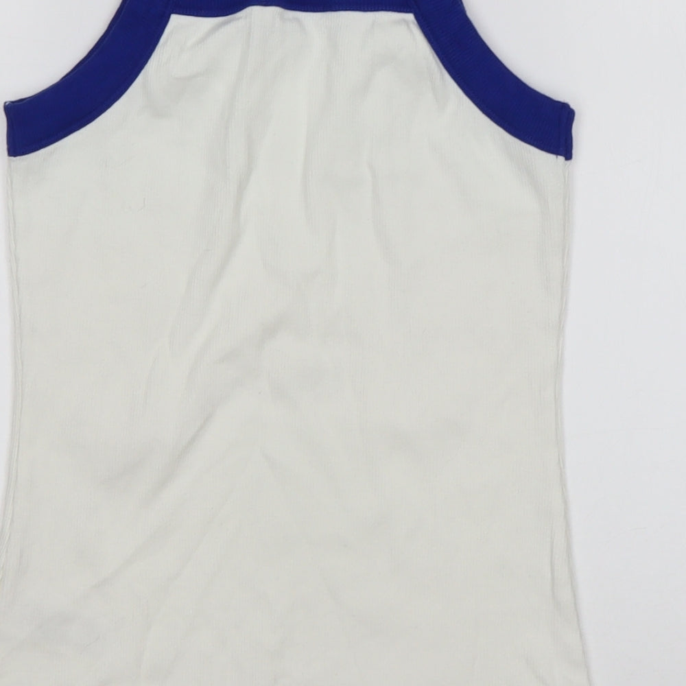 M&S Girls White Cotton Basic Tank Size 12-13 Years Square Neck
