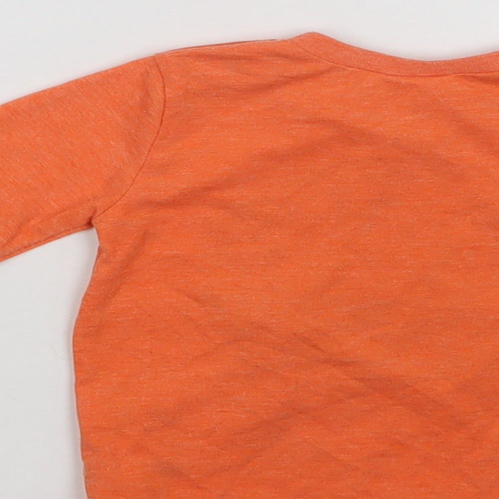 F&F Baby Orange Polyester Basic T-Shirt Size 6-9 Months Crew Neck Button - Dino