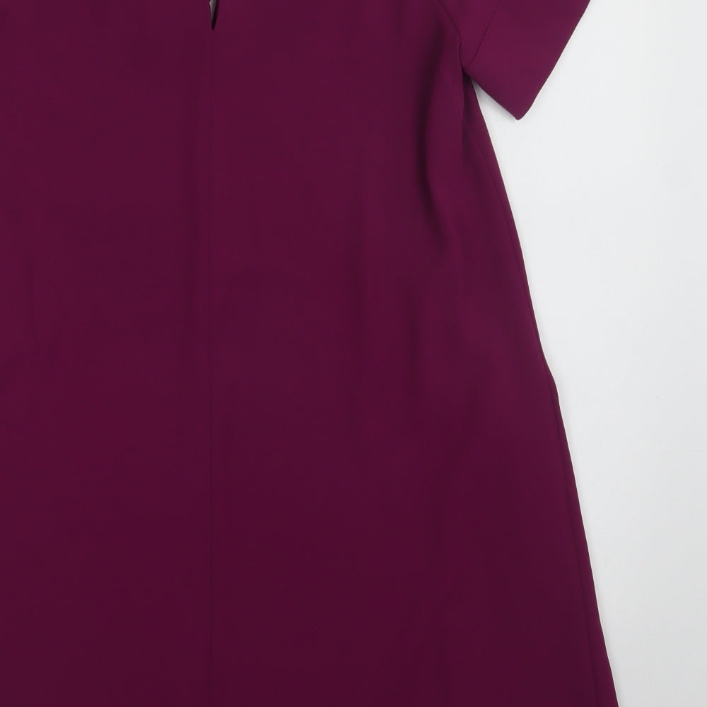 Phase Eight Womens Purple Polyester A-Line Size 10 Round Neck Button