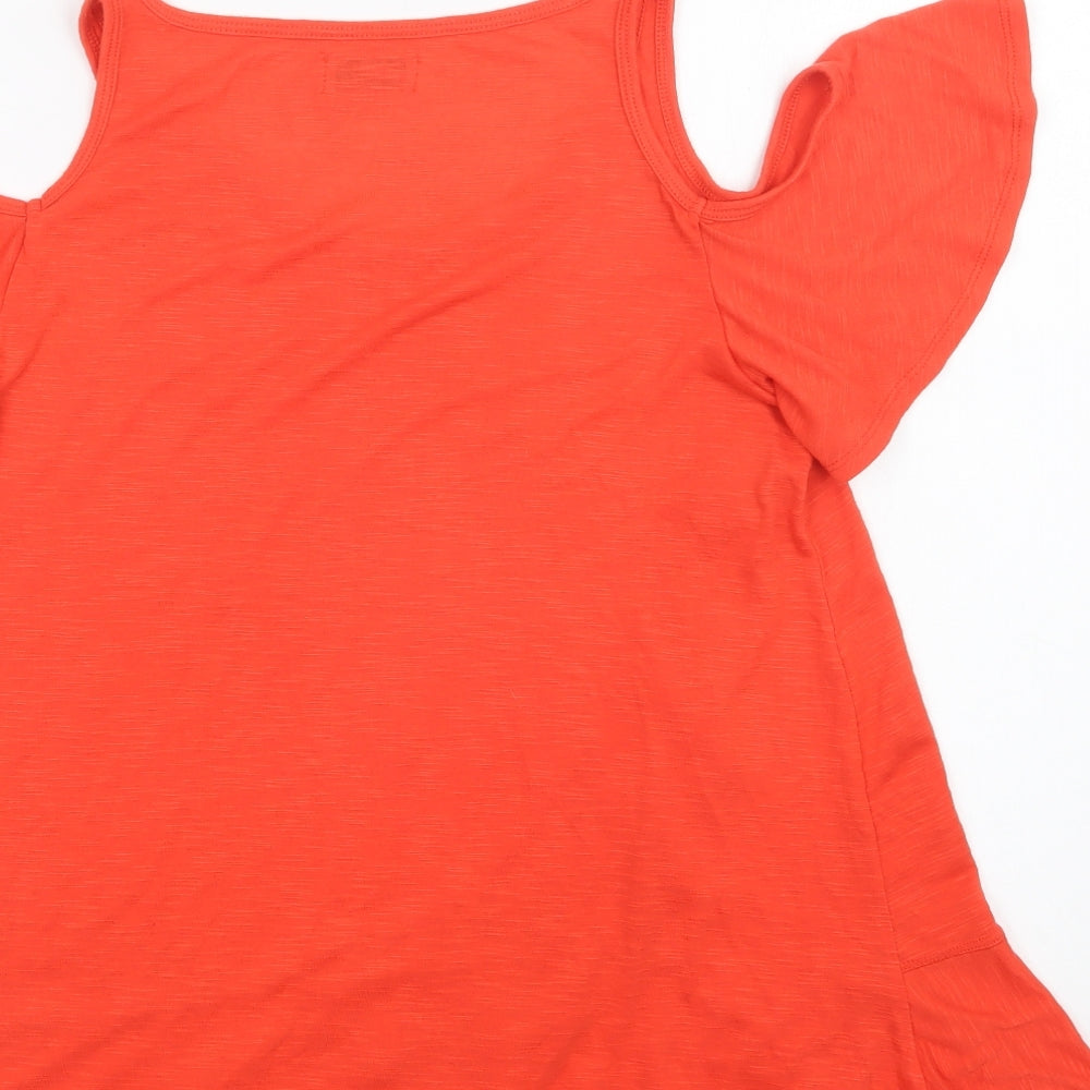 Papaya Womens Red Basic Blouse Size 12 Scoop Neck - Cold Shoulder