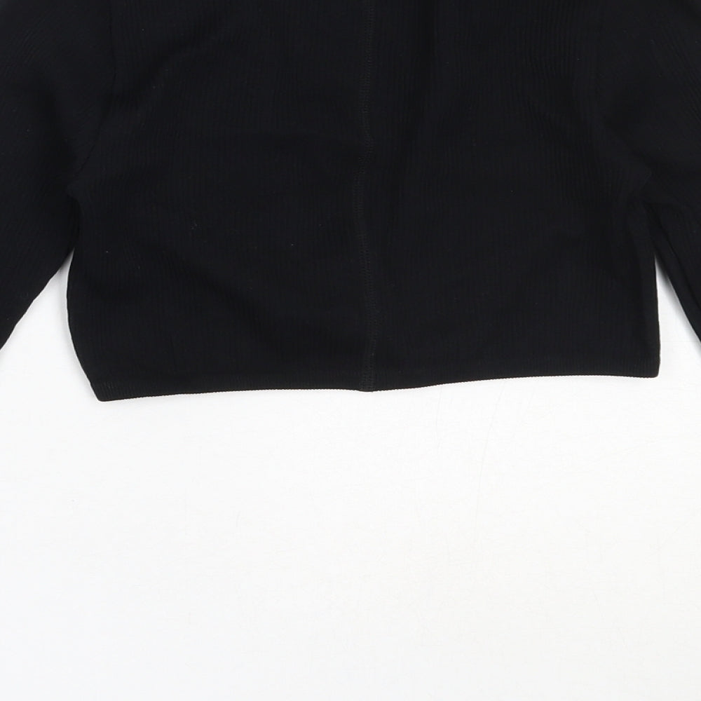 PRETTYLITTLETHING Womens Black Polyamide Basic T-Shirt Size M V-Neck