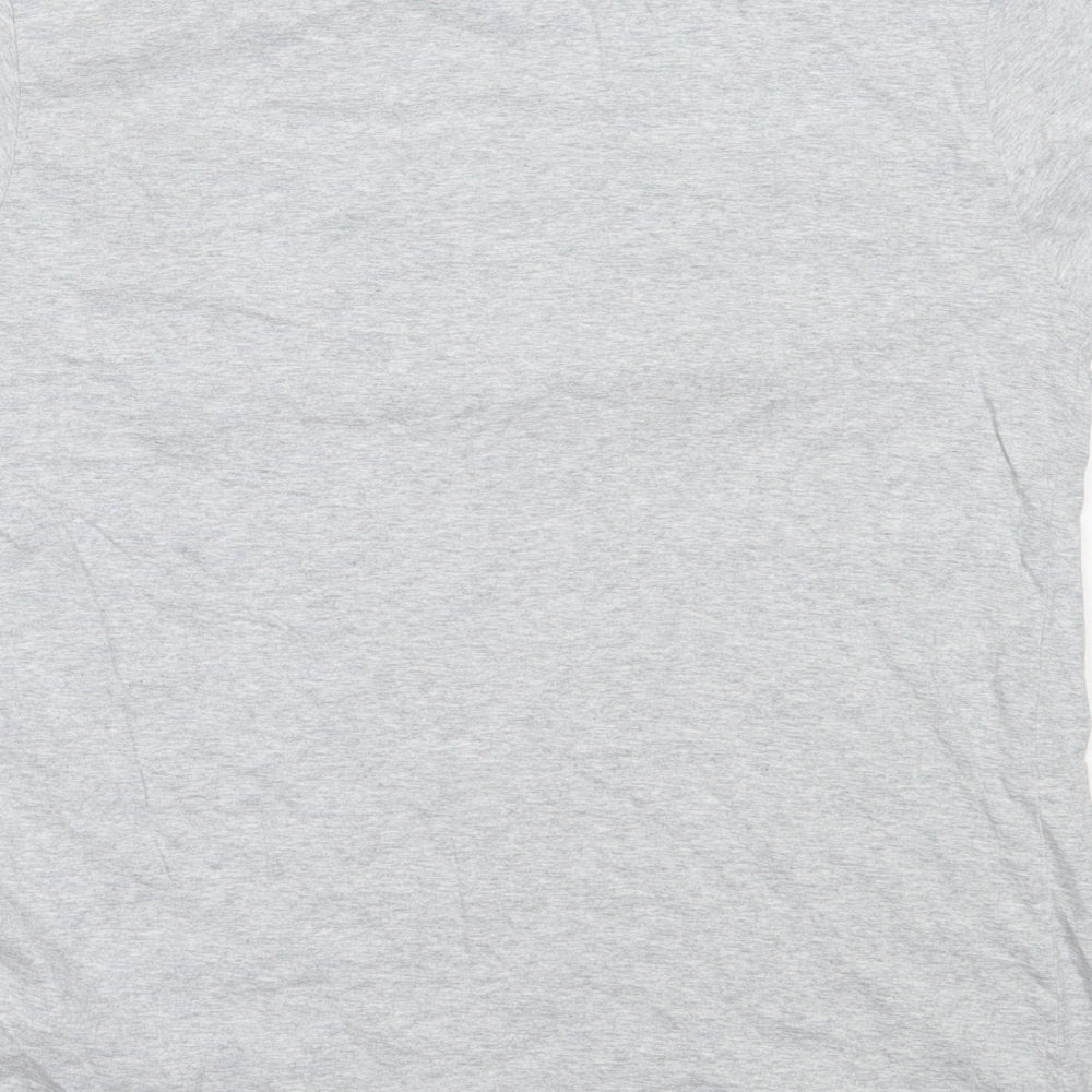 Boohoo Mens Grey Cotton T-Shirt Size L Round Neck