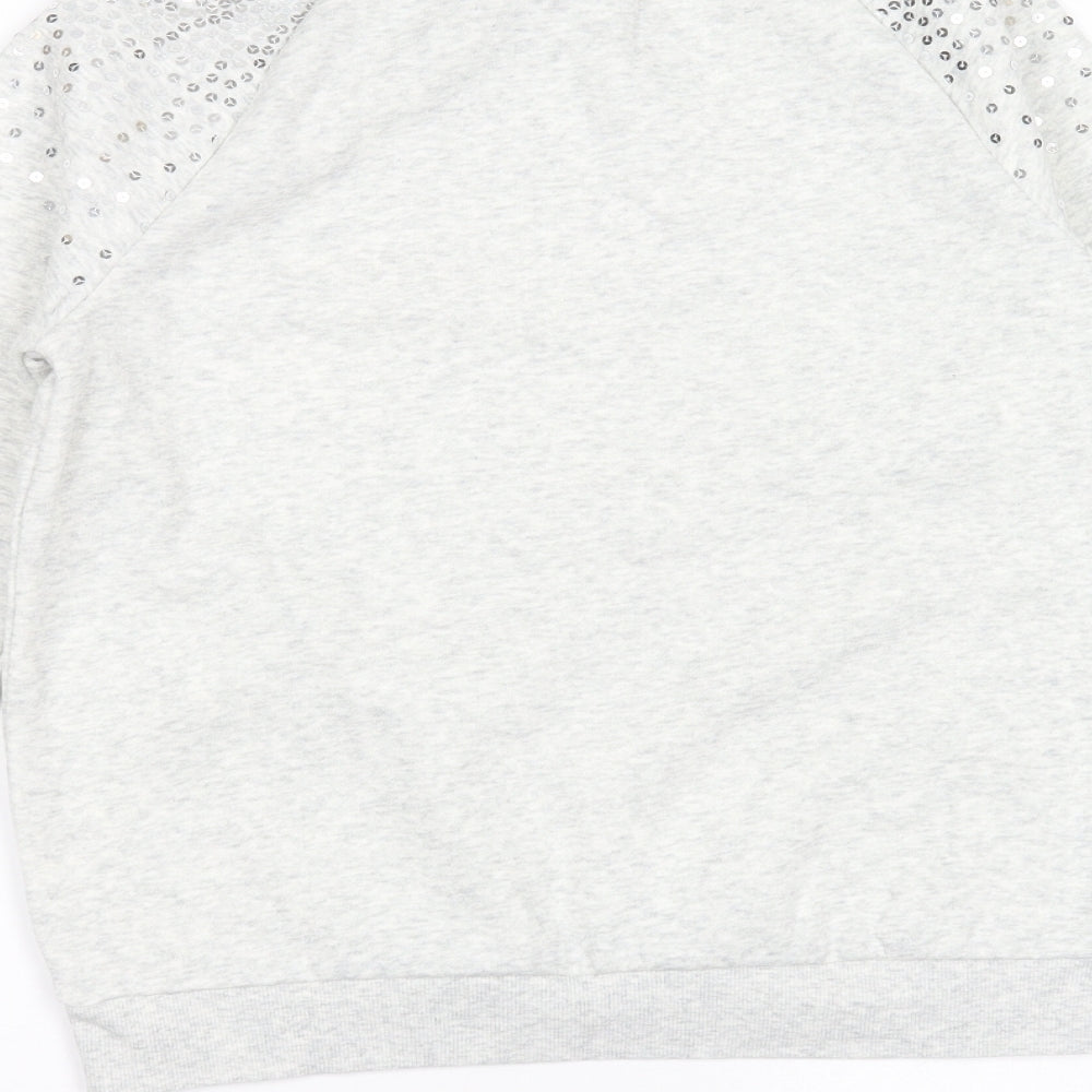 H&M Girls Grey Cotton Pullover Sweatshirt Size 13-14 Years - sequins
