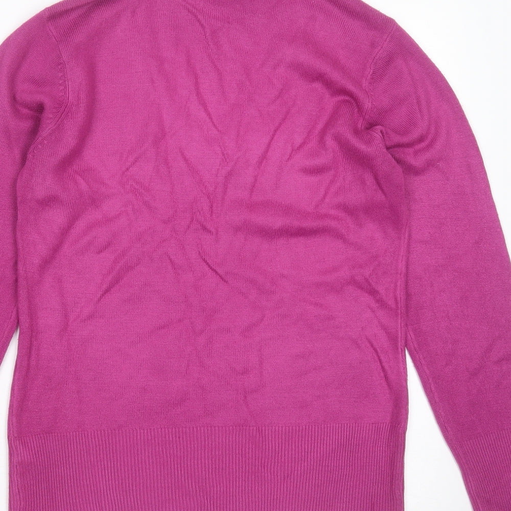 Debenhams Womens Purple V-Neck Acrylic Pullover Jumper Size 8