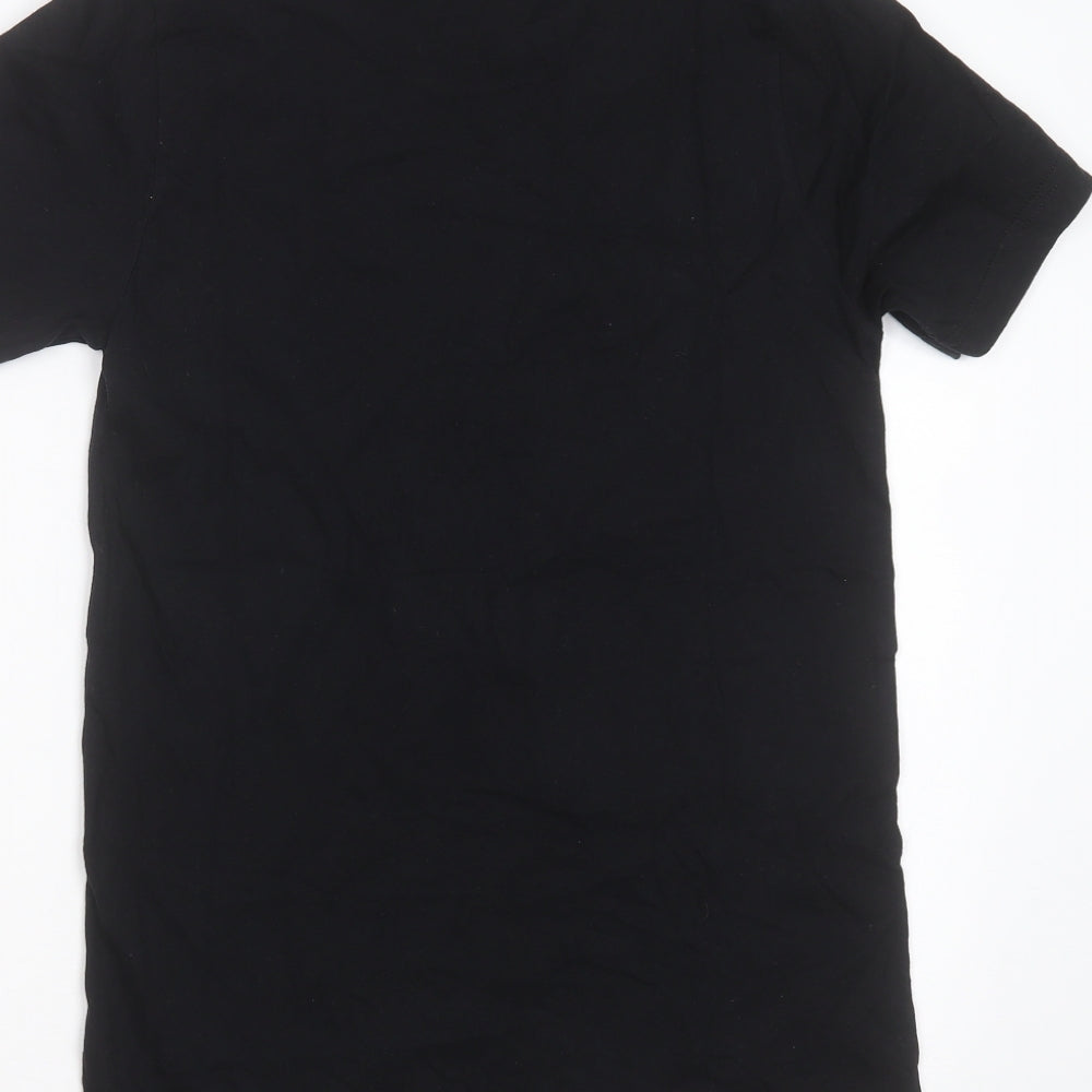 Canvas Womens Black Cotton Basic T-Shirt Size S Round Neck - laverne