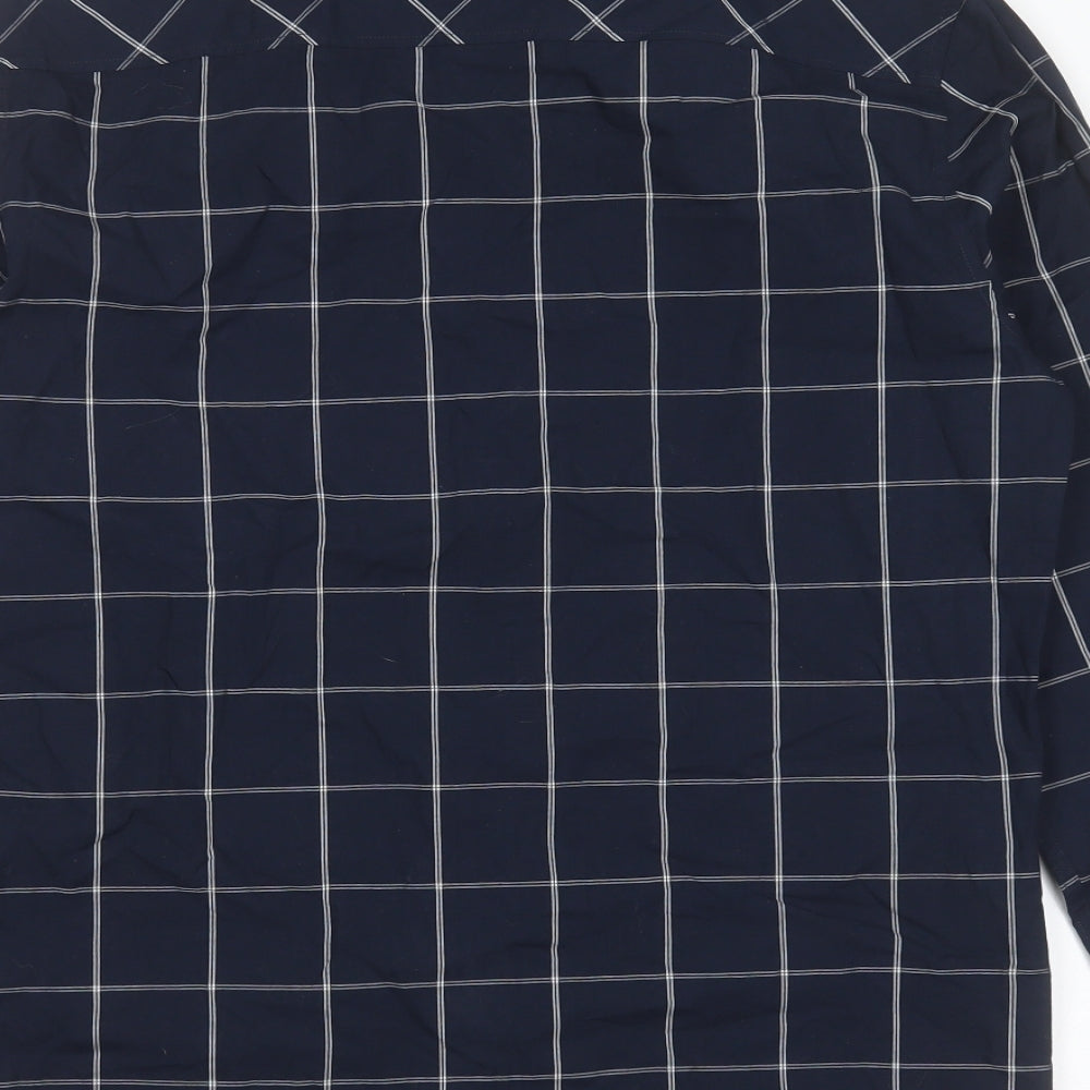 Very Mens Blue Check Cotton Button-Up Size M Collared Button