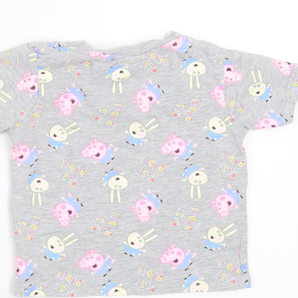 Primark Baby Grey Cotton Basic T-Shirt Size 12-18 Months Round Neck - peppa pig