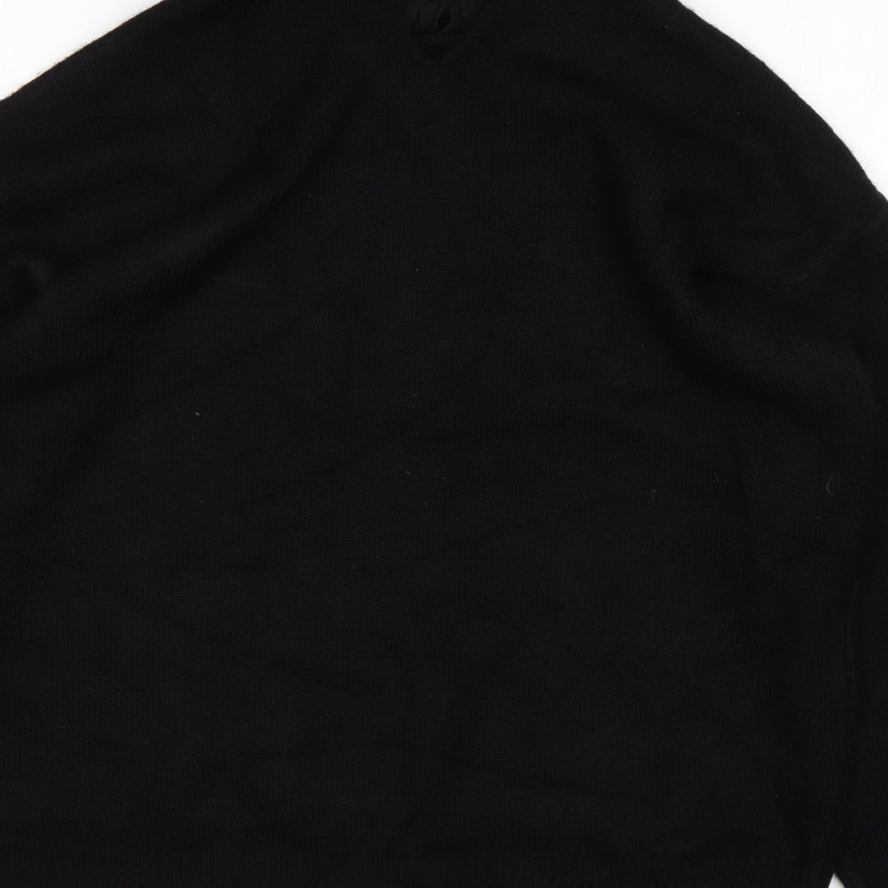 Papaya Womens Black Collared Acrylic Pullover Jumper Size M