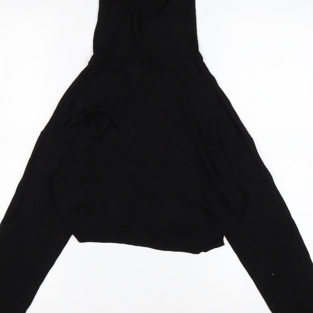 H&M Womens Black Viscose Pullover Hoodie Size XS - Cropped