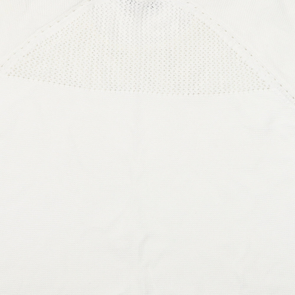 Bonmarché Womens White Crew Neck Cotton Pullover Jumper Size L