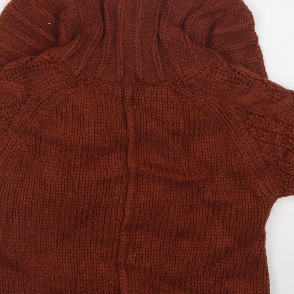 NEXT Girls Brown Collared Acrylic Cardigan Jumper Size 5-6 Years Button