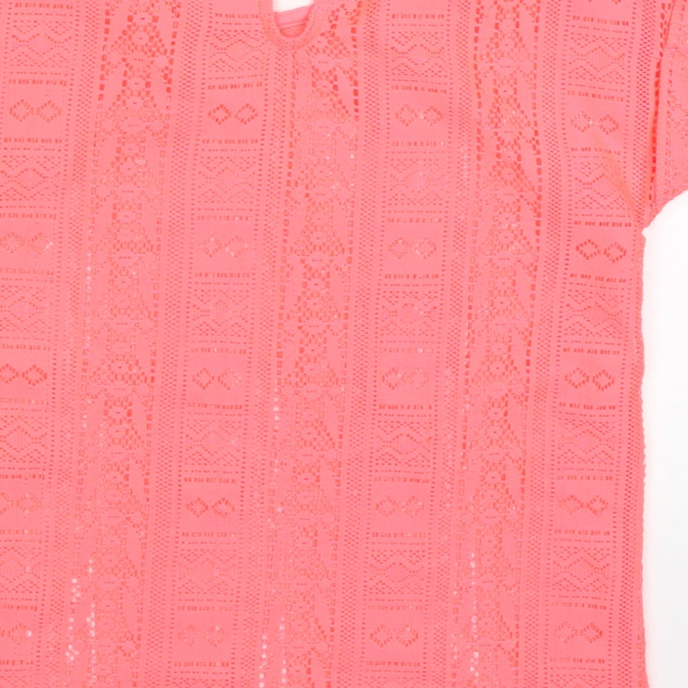 Young Dimension Girls Pink Polyester Basic T-Shirt Size 9-10 Years Round Neck Pullover