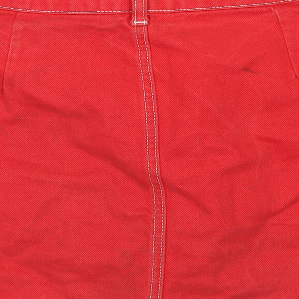BDG Womens Red Cotton A-Line Skirt Size M Button