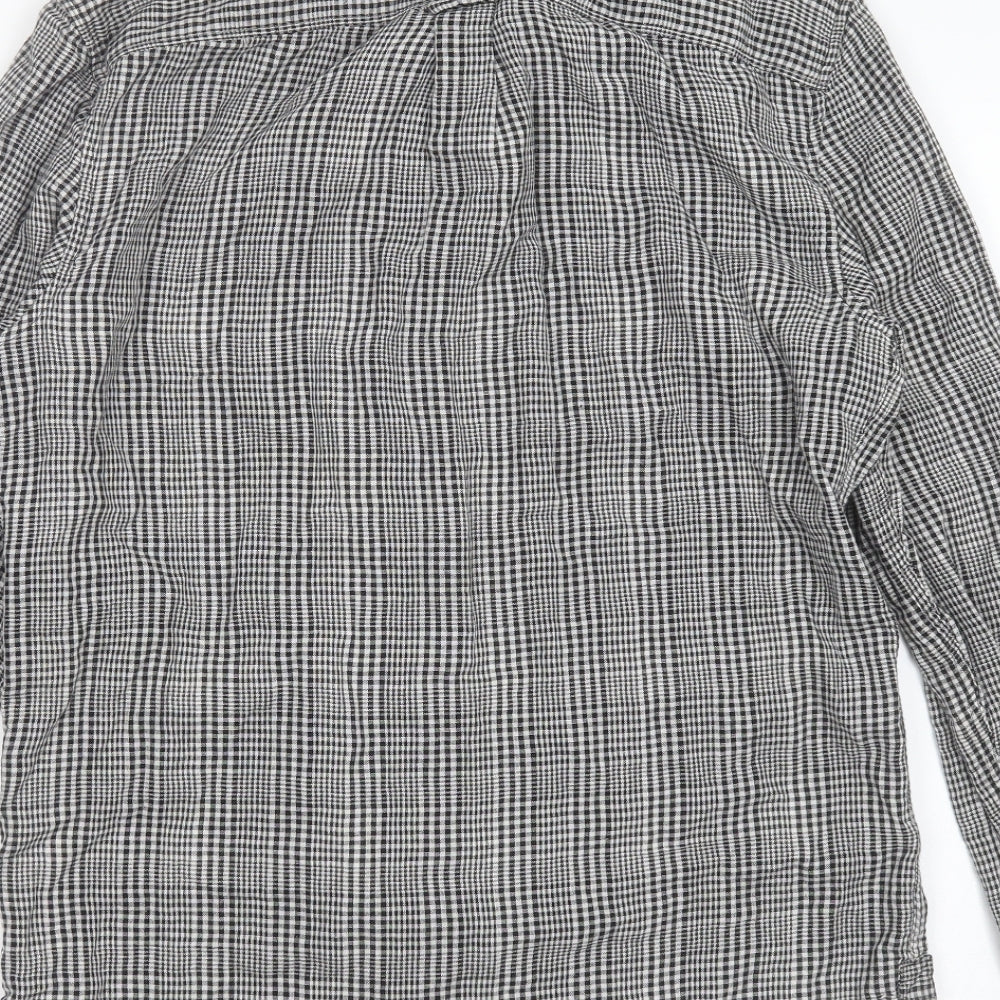 River Island Mens Black Check Cotton Button-Up Size S Collared Button