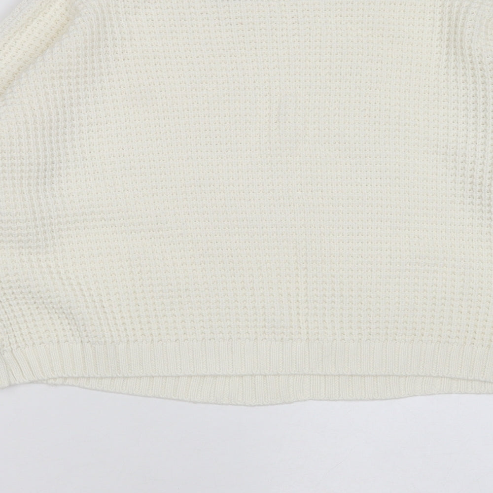 Boohoo Womens Ivory Round Neck Acrylic Pullover Jumper Size S