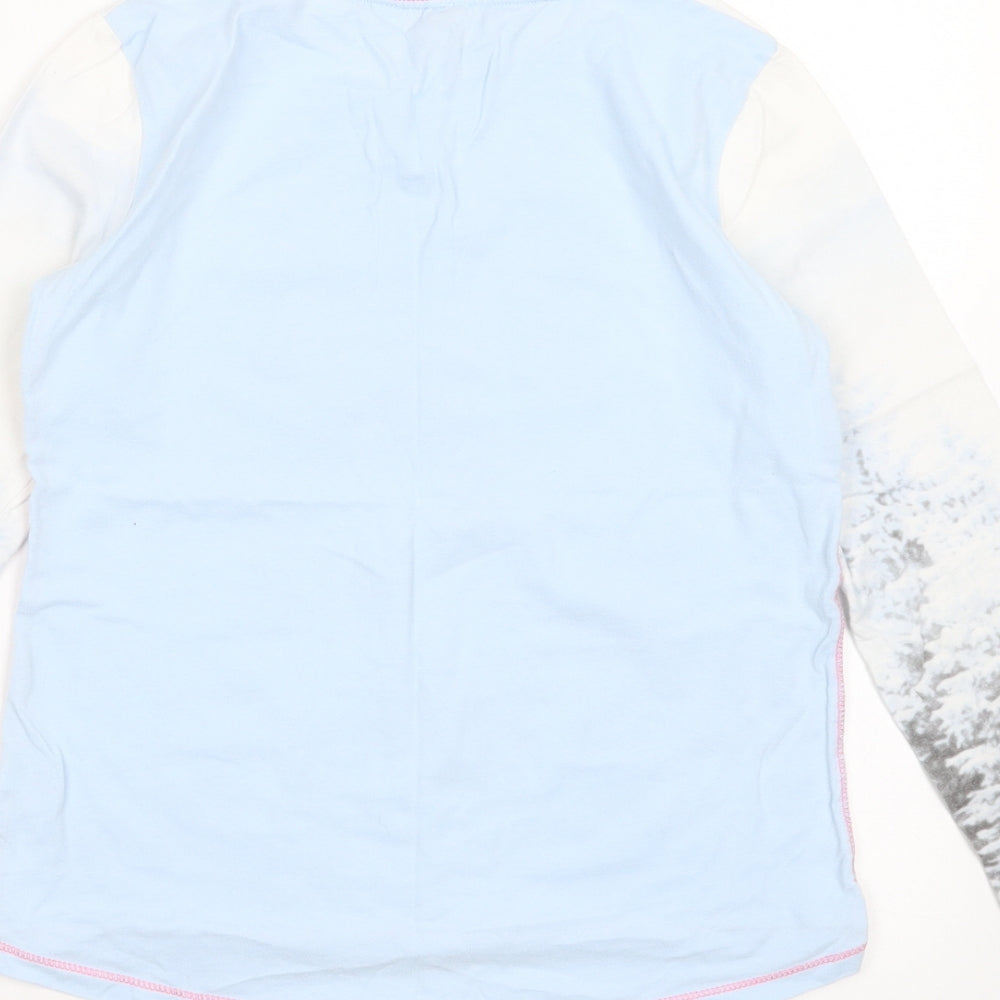 Peanuts Girls White Solid Cotton Blend Top Pyjama Top Size 9-10 Years - snow much fun