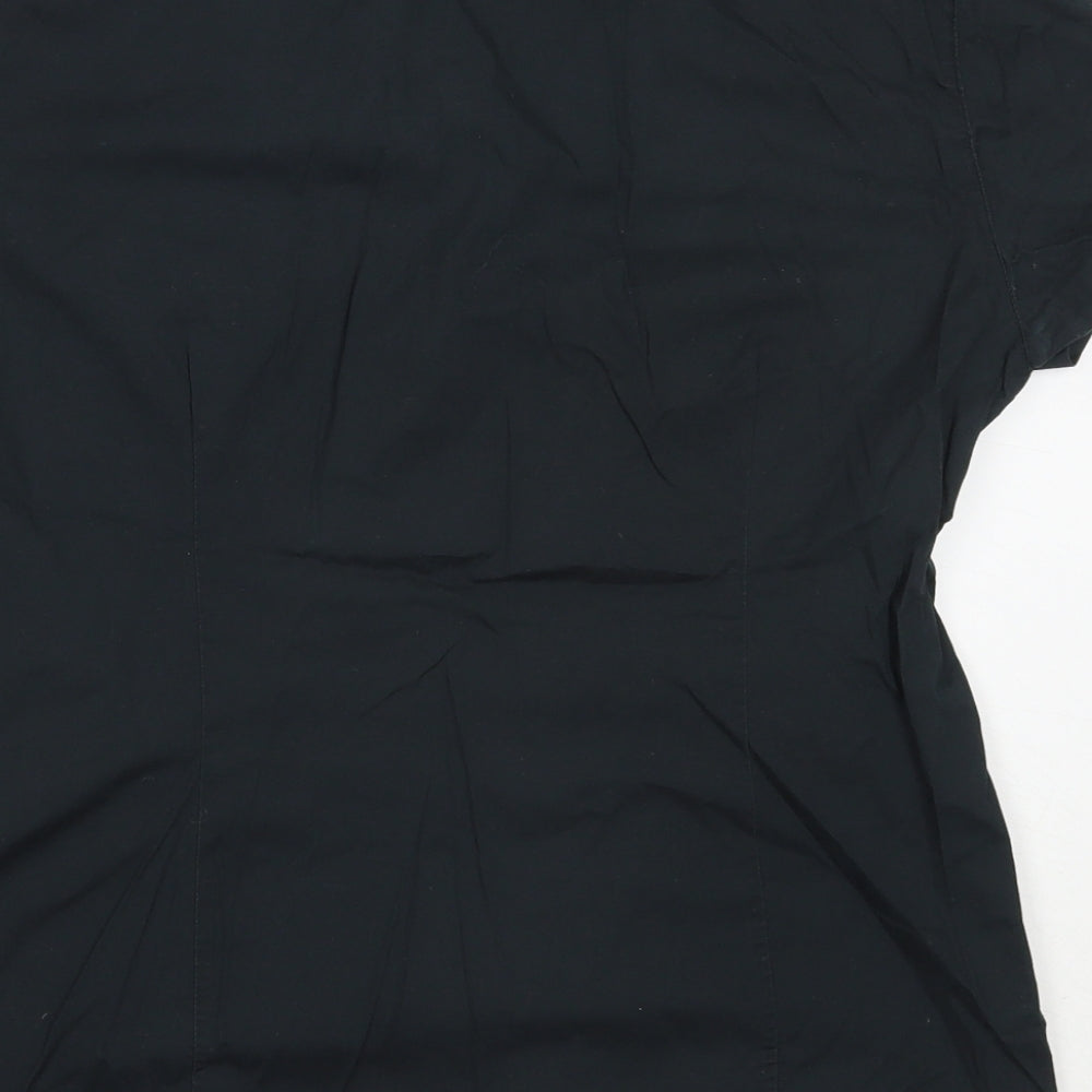 Bargear Womens Black Cotton Basic Button-Up Size 10 Round Neck