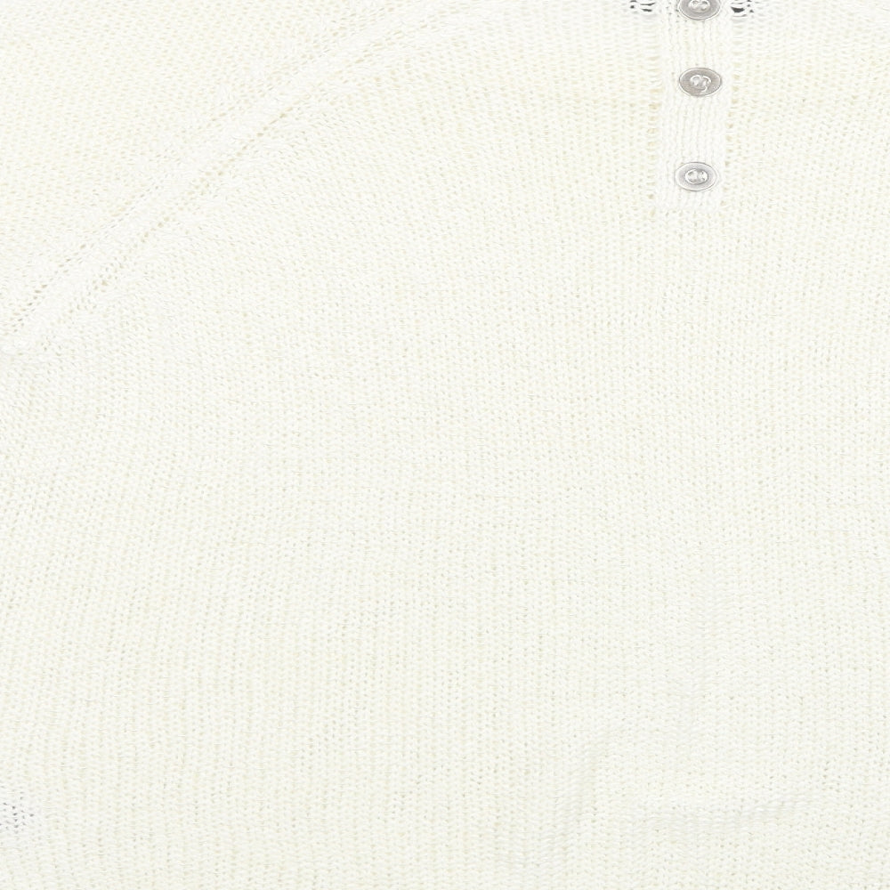 Wallis Womens White Crew Neck Acrylic Pullover Jumper Size L