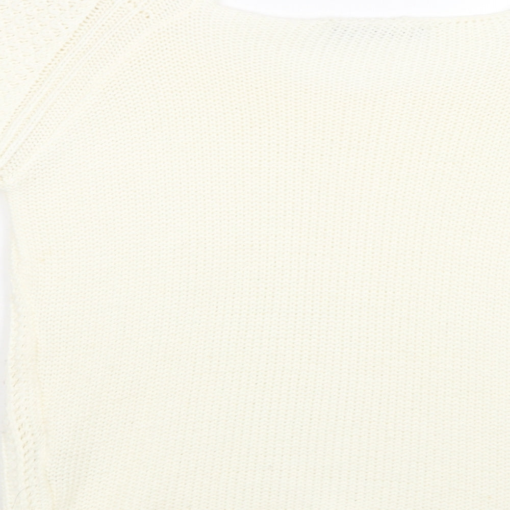 Miso Womens Ivory Square Neck Acrylic Pullover Jumper Size 8