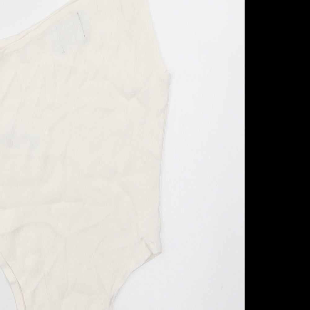 ASOS Womens Ivory Viscose Bodysuit One-Piece Size 12 Snap