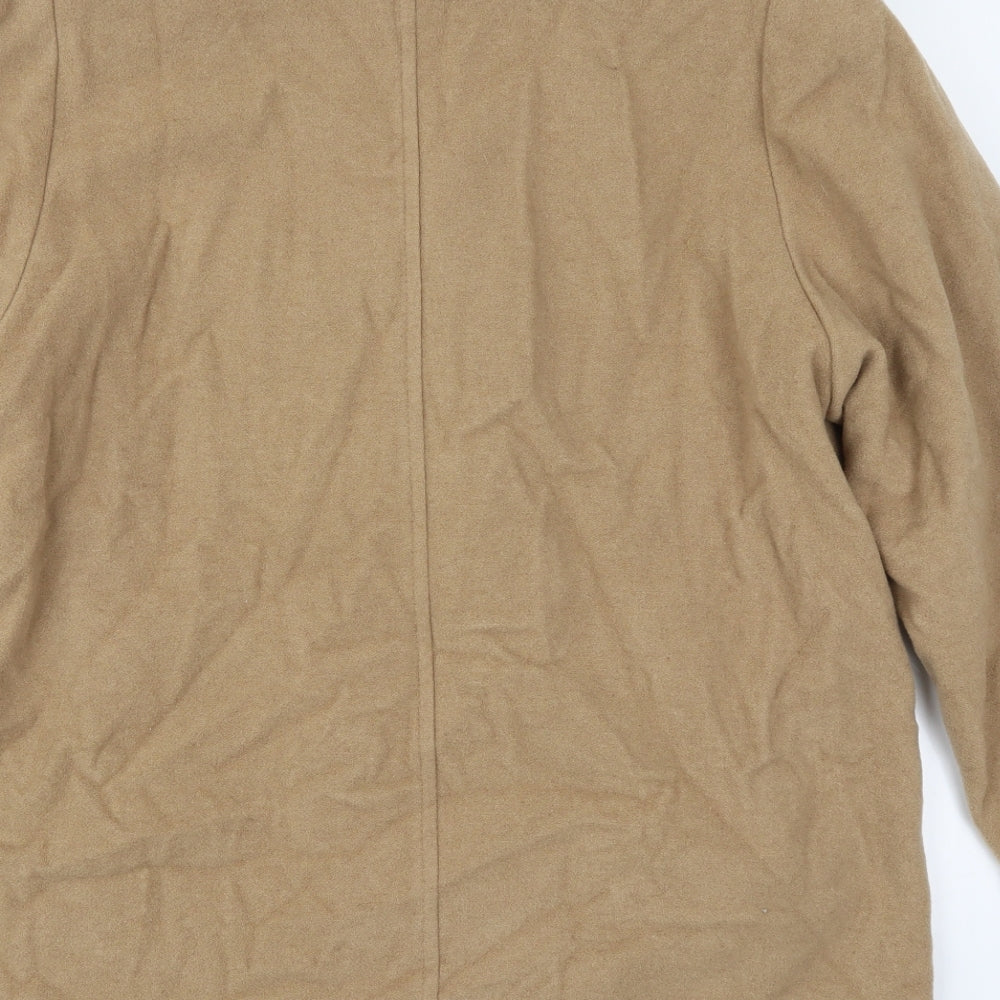 EWM Womens Beige Pea Coat Coat Size 16 Button