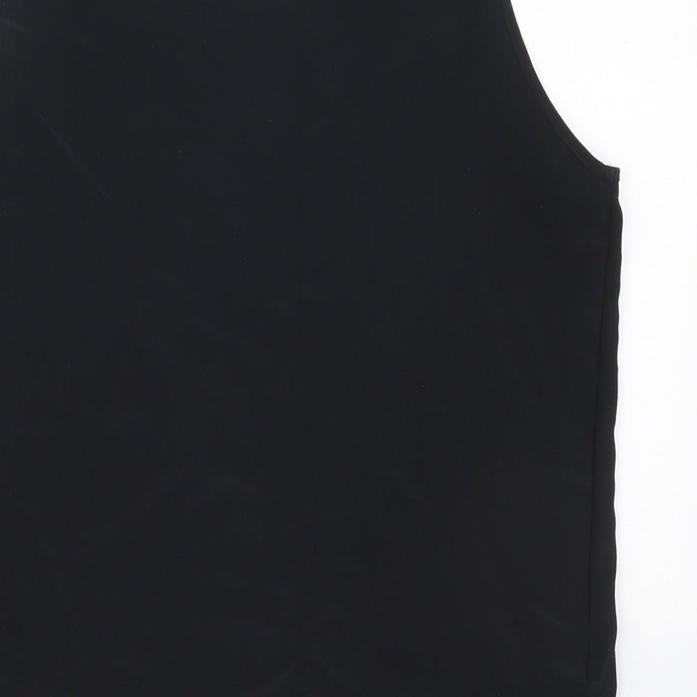 Preworn Womens Black Polyester Basic Tank Size 12 Round Neck