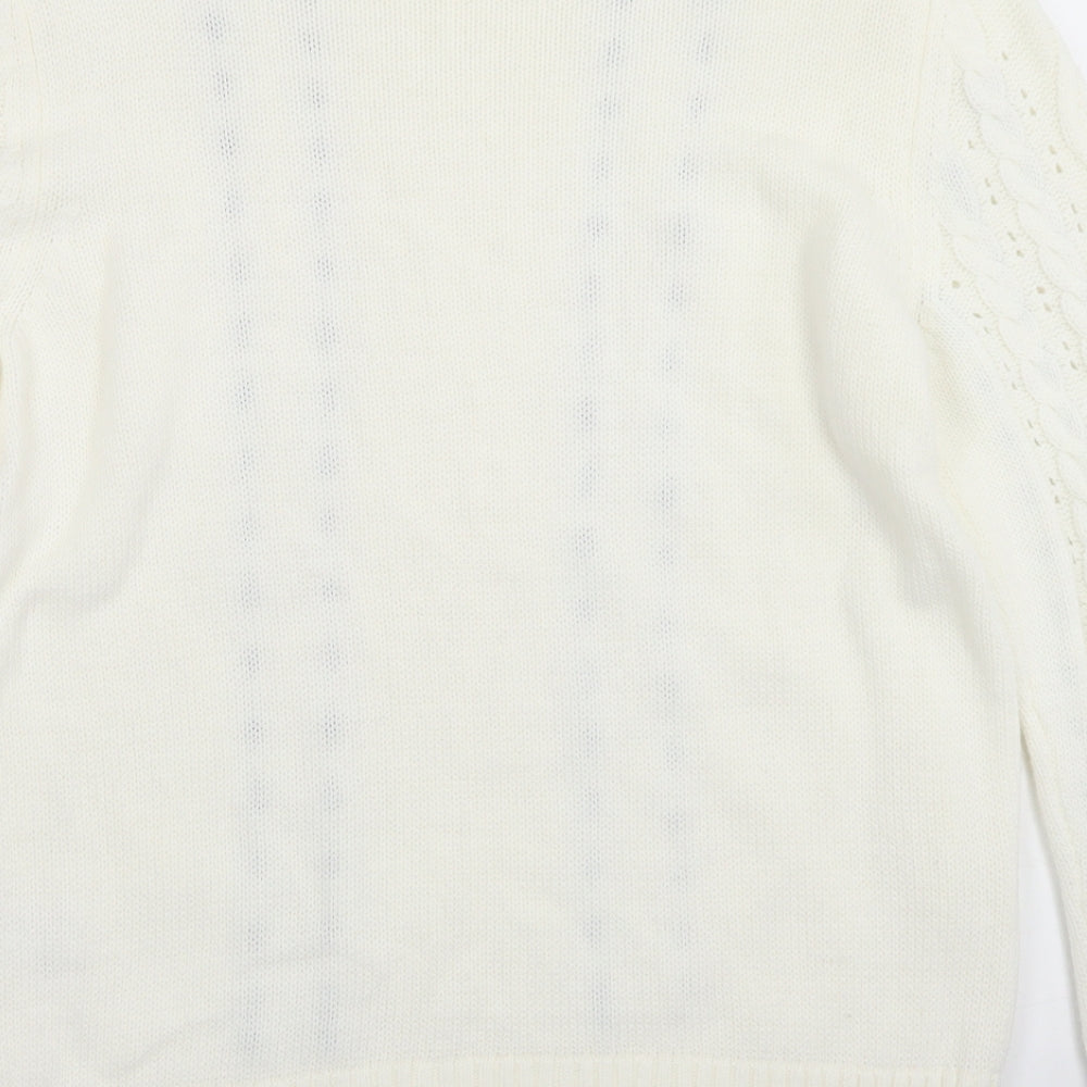 Papaya Womens White Crew Neck Acrylic Pullover Jumper Size M