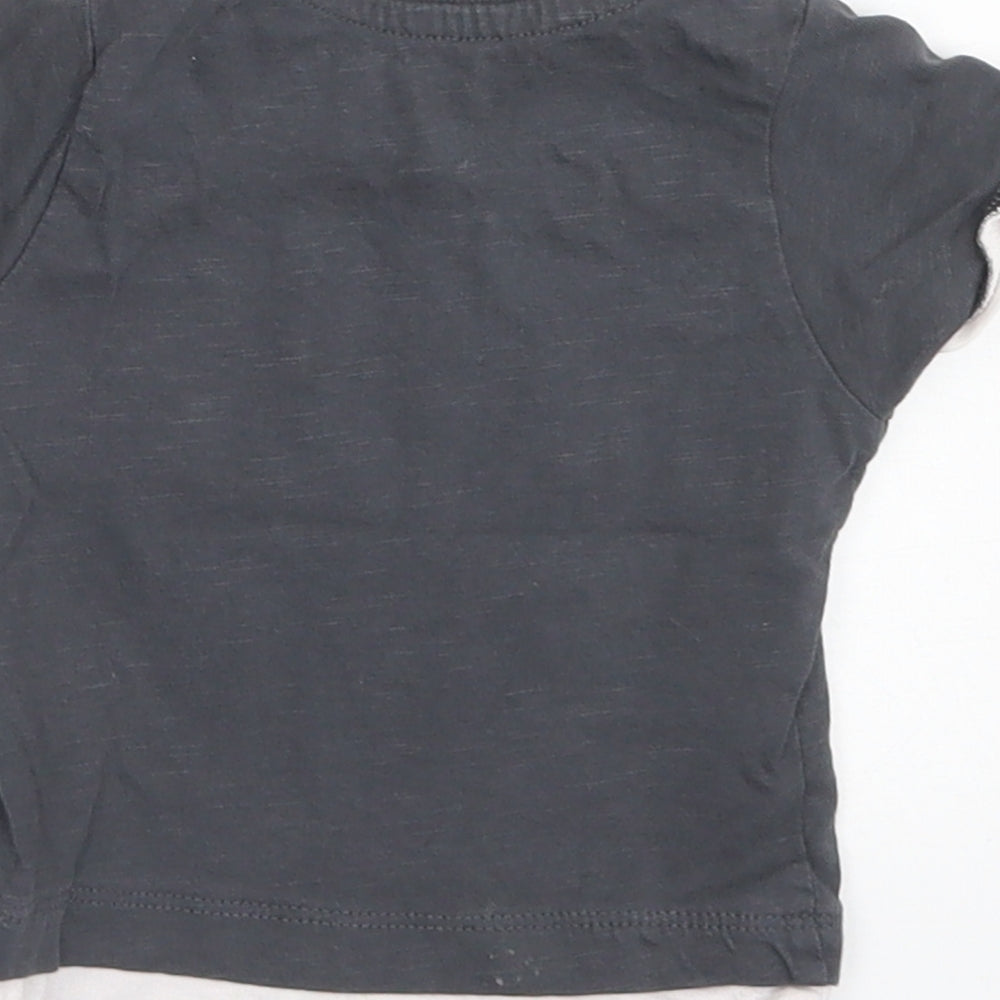 Nutmeg Boys Grey Cotton Basic T-Shirt Size 3-6 Months Crew Neck Snap - Born to be Wild