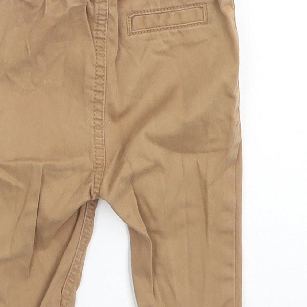 Next Boys Brown Cotton Capri Trousers Size 3-6 Months Button