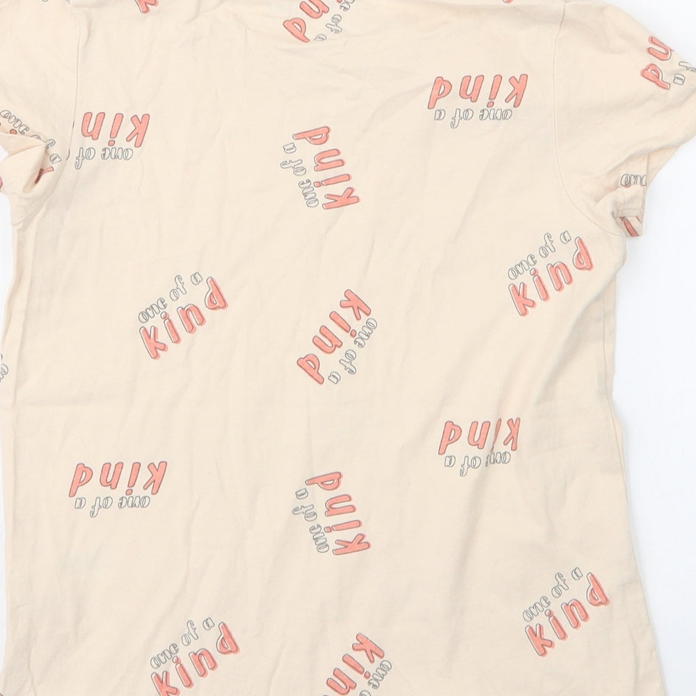 Nutmeg Girls Beige Cotton Basic T-Shirt Size 9 Years Round Neck