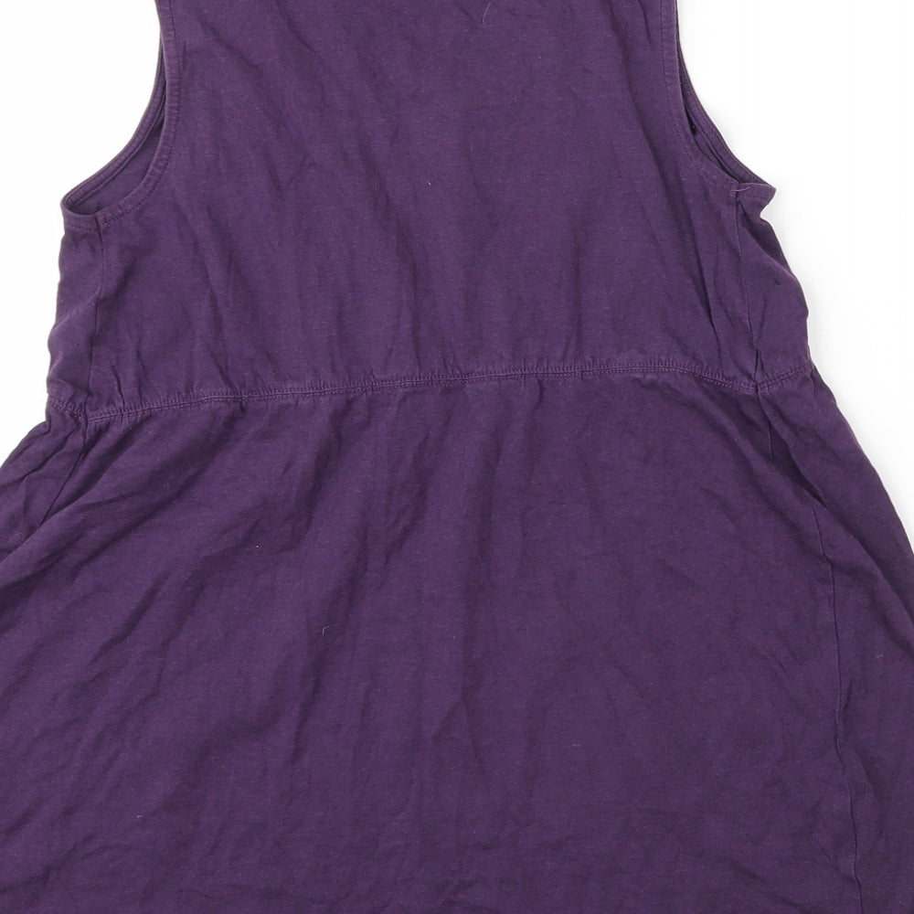 JoJo Maman Bébé Womens Purple Cotton Tunic Blouse Size S Round Neck