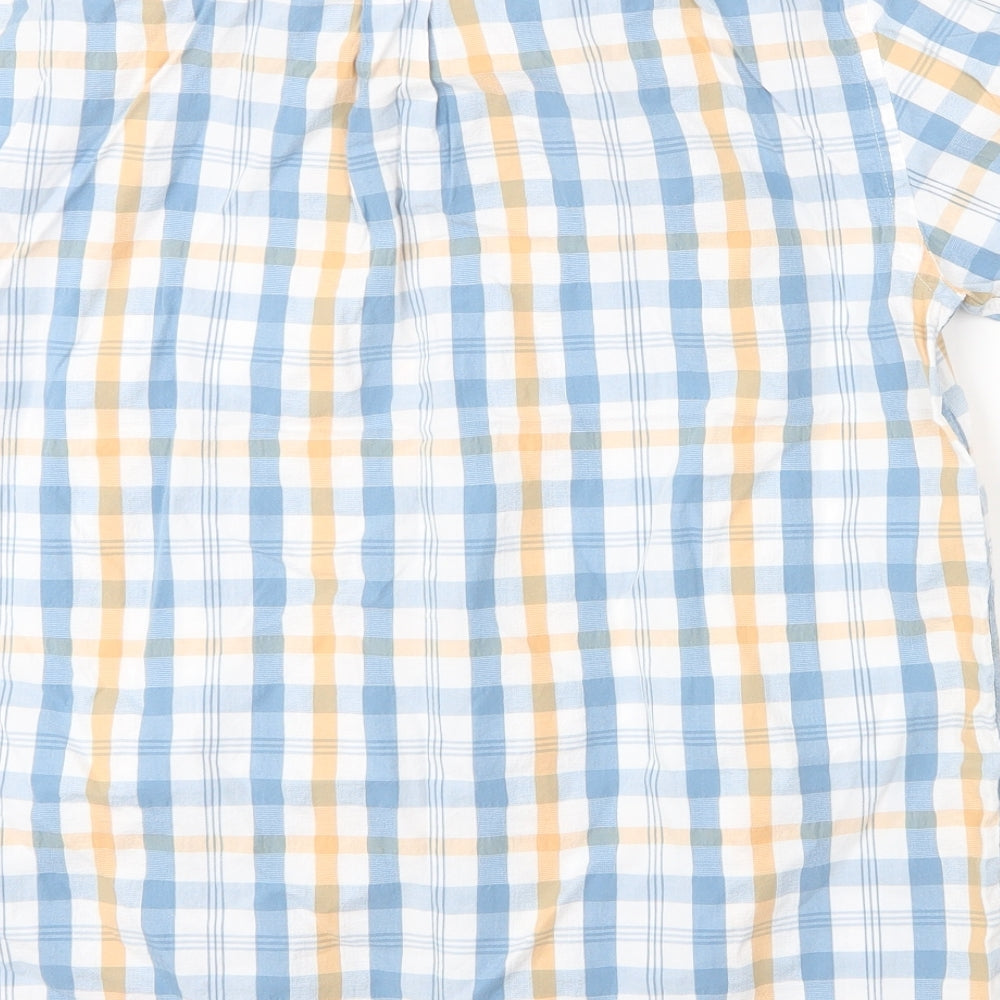 Bar Harbour Mens Blue Check Cotton Button-Up Size M Collared Button