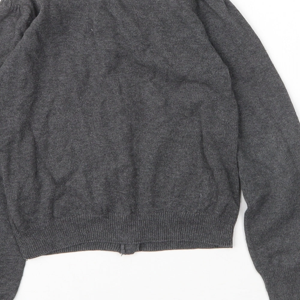 H&M Girls Grey Round Neck Cotton Cardigan Jumper Size 5 Years Button