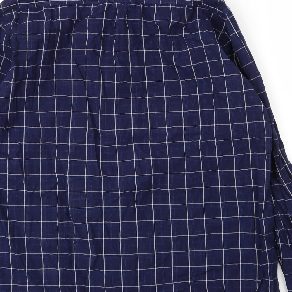 H&M Mens Blue Check Cotton Button-Up Size M Collared Button