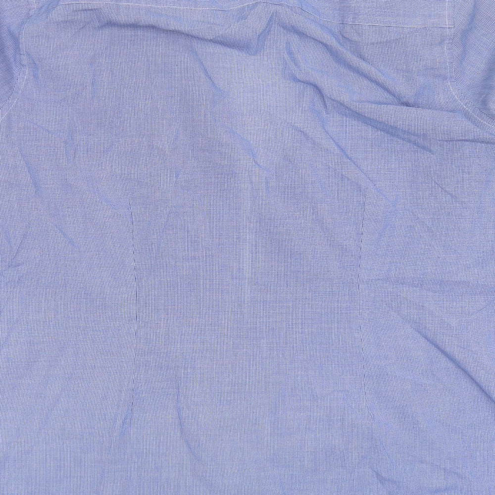 NEXT Mens Blue Check Polyester Button-Up Size 17 Collared