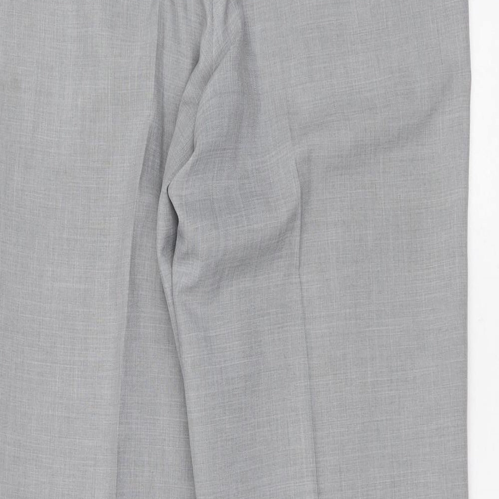 Marks and Spencer Mens Grey Polyester Trousers Size 36 in L31 in Regular Zip