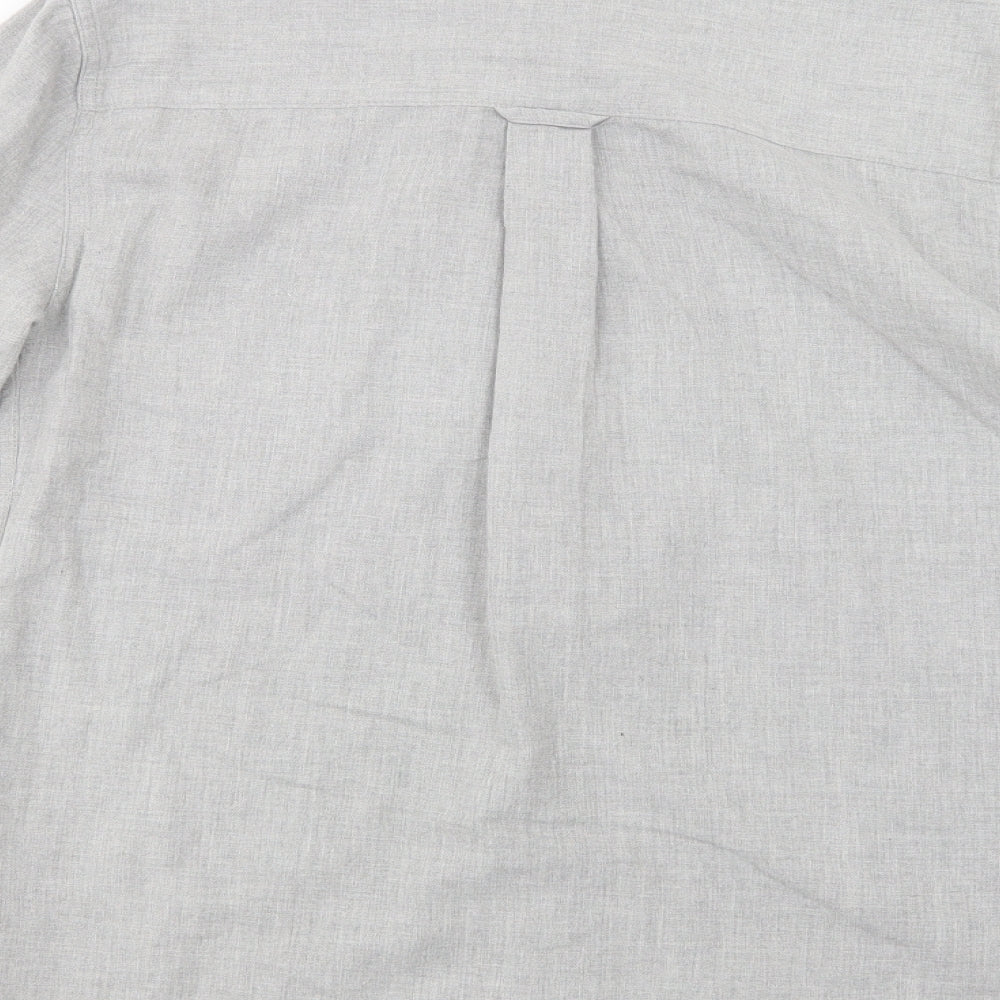 Topman Mens Grey Cotton Button-Up Size S Collared Button