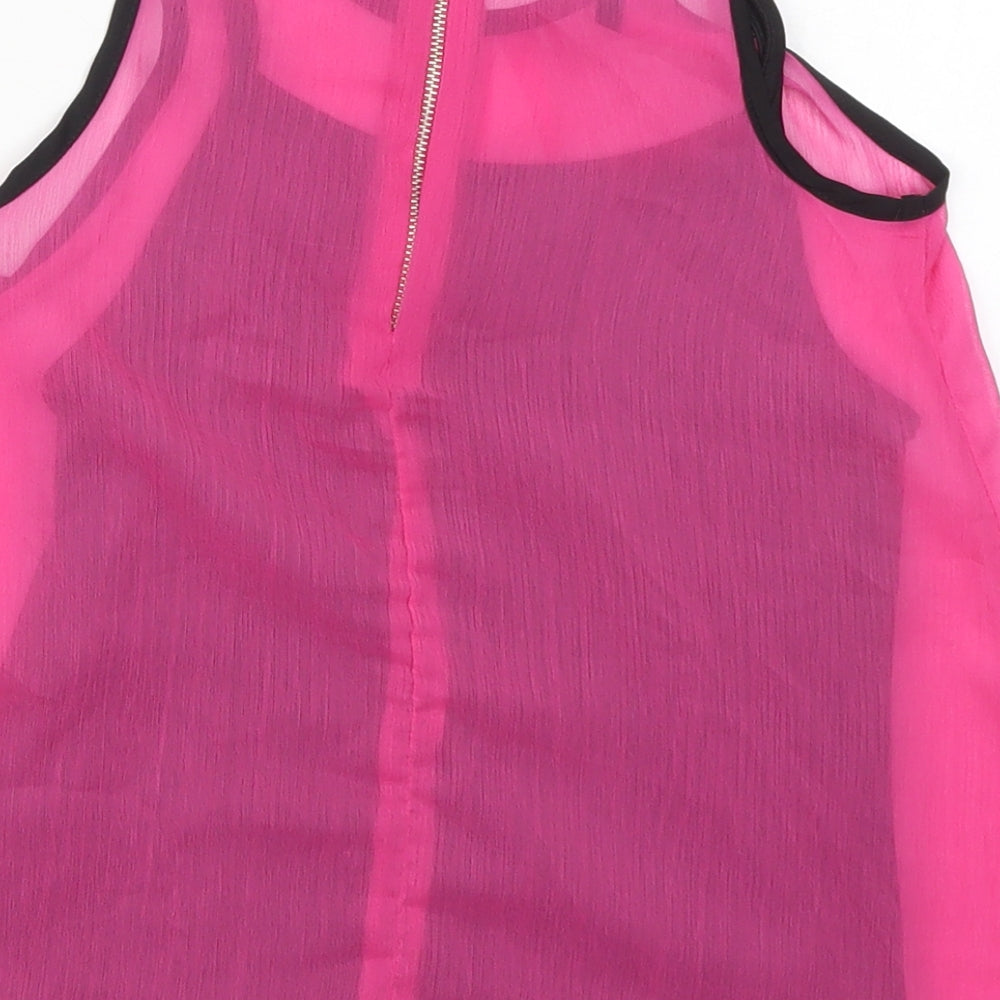 Young Dimension Girls Pink Polyester Basic Tank Size 8-9 Years Round Neck Zip